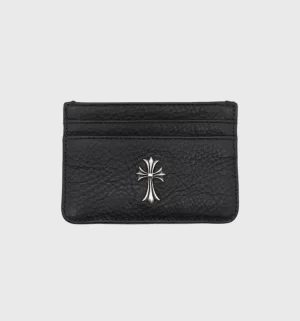 Cardholder Silver Cross Black Leather - Chrome Hearts